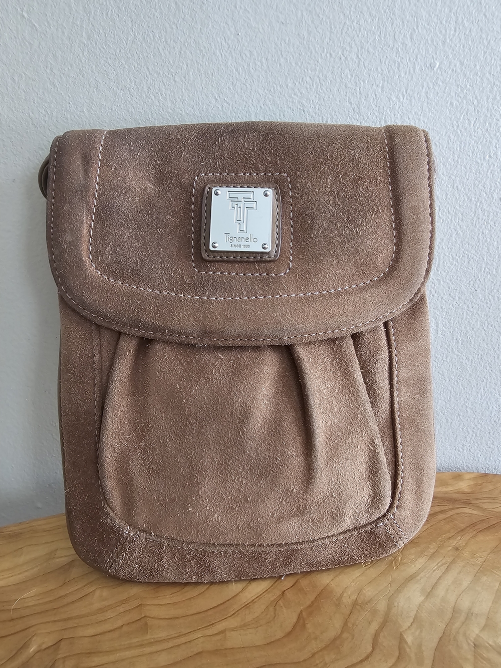 Tignanello Taupe Suede Crossbody Bag - Picture 2 of 7